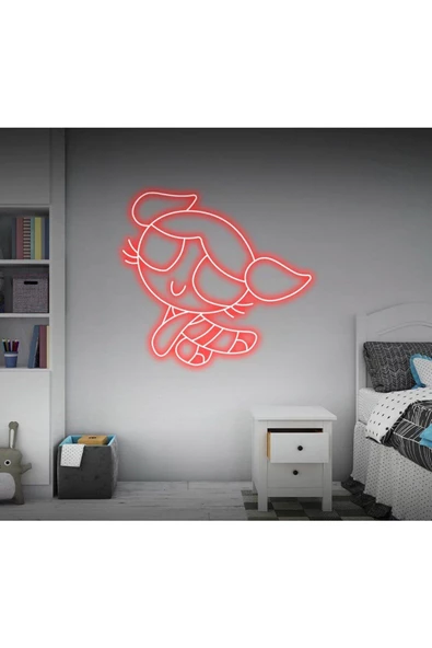 Twins Led Aydınlatma Power Puff Girls Bubbles Figürlü Neon Tabela ürün görseli 1