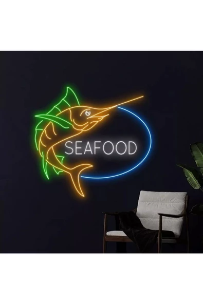 Twins Led Aydınlatma SEAFOOD Yazılı ve Şekilli Neon Tabela ürün görseli 1