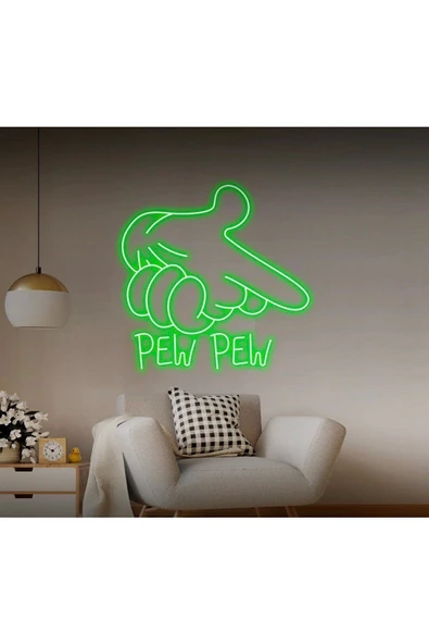 Twins Led Aydınlatma PEW PEW Yazılı ve Şekilli Neon Tabela ürün görseli