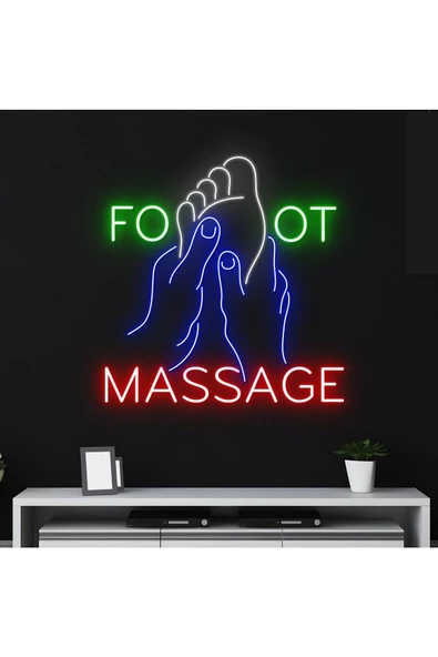 Twins Led Aydınlatma FOOT MASSAGE Yazılı ve Şekilli Neon Tabela