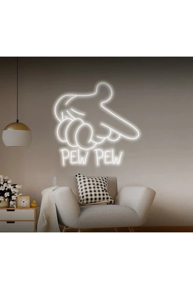 Twins Led Aydınlatma PEW PEW Yazılı ve Şekilli Neon Tabela ürün görseli