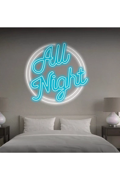 Twins Led Aydınlatma All Night Yazılı Neon Tabela ürün görseli 1
