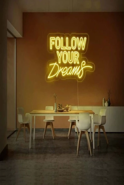 Twins Led Aydınlatma FOLLOW YOUR Dreams Yazılı Neon Tabela ürün görseli