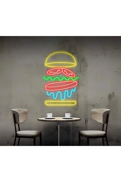 Twins Led Aydınlatma Hamburger Figürlü Neon Tabela ürün görseli 1