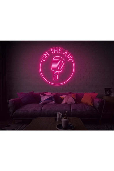 Twins Led Aydınlatma ON THE AIR Yazılı Mikrofon Figürlü Neon Tabela ürün görseli 1