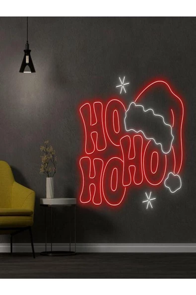 Twins Led Aydınlatma HO HO HO Yazılı Yılbaşı Temalı Neon Tabela ürün görseli 1