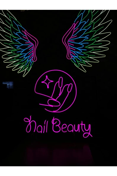 Twins Led Aydınlatma Nail Beauty Yazılı ve Tırnak Şekilli Neon Tabela - 2