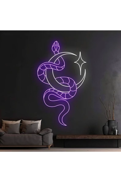 Twins Led Aydınlatma Yılan ve Ay Figürlü Neon Tabela