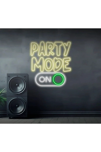Twins Led Aydınlatma PARTY MODE ON Yazılı ve Şekilli Neon Tabela ürün görseli