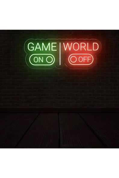 Twins Led Aydınlatma GAME WORLD Yazılı ve Şekilli Neon Tabela - Resim 2