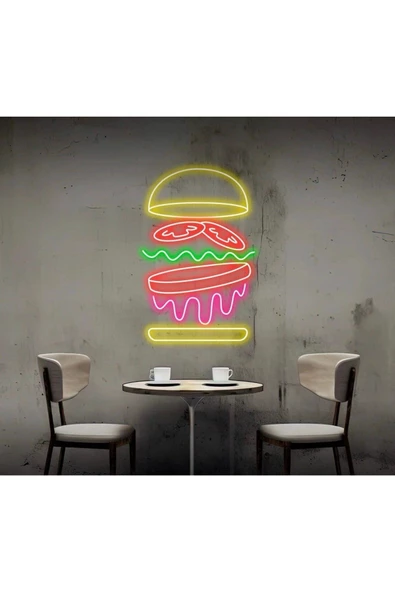 Twins Led Aydınlatma Hamburger Figürlü Neon Tabela