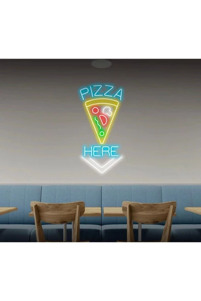 Twins Led Aydınlatma PIZZA HERE Yazılı ve Şekilli Neon Tabela