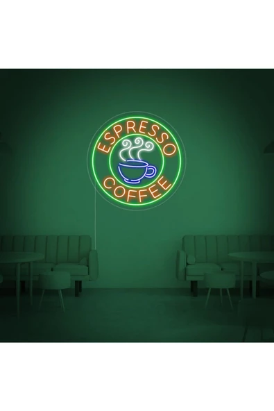 Twins Led Aydınlatma ESPRESSO COFFEE Yazılı ve Şekilli Neon Tabela