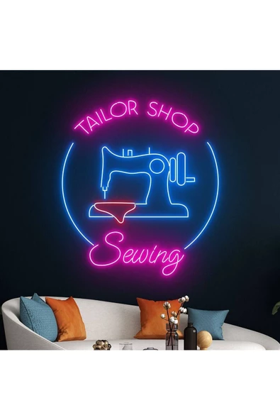 Twins Led Aydınlatma TAILOR SHOP Sewing Yazılı ve Şekilli Neon Tabela