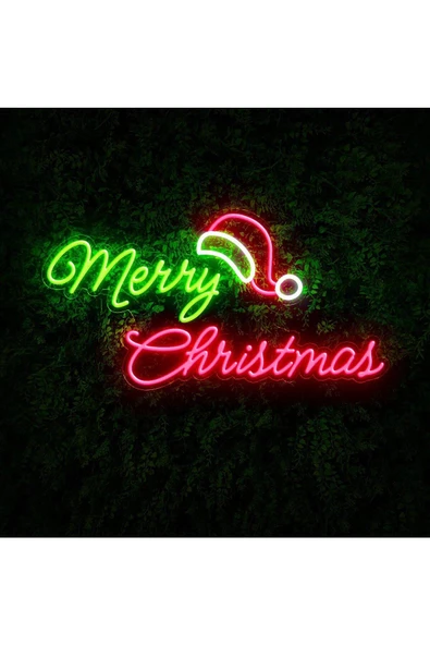 Twins Led Aydınlatma Merry Christmas Yazılı ve Şekilli Neon Tabela - Resim 2