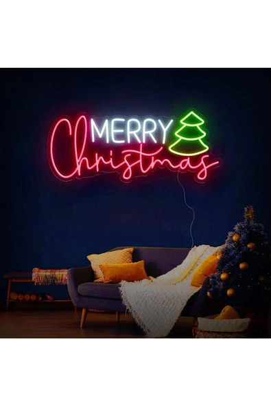 Twins Led Aydınlatma MERRY Christmas Yazılı ve Şekilli Neon Tabela ürün görseli 1