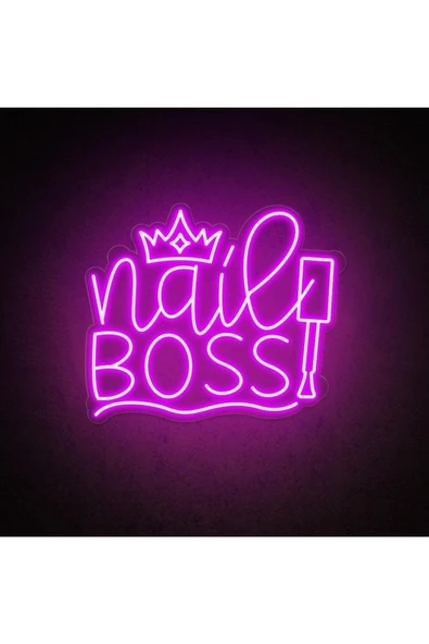 Twins Led Aydınlatma Nail BOSS Yazılı Neon Tabela