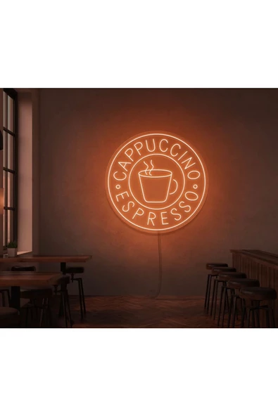Twins Led Aydınlatma CAPPUCCINO ESPRESSO Yazılı Ve Şekilli Neon Tabela