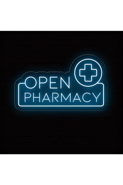 Twins Led Aydınlatma OPEN PHARMACY Yazılı ve Şekilli Neon Tabela