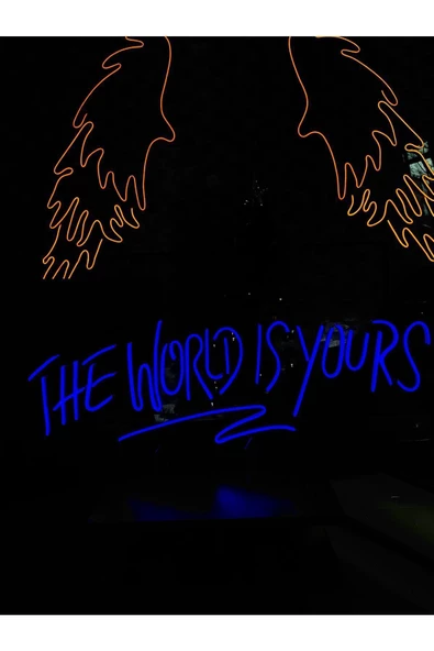 Twins Led Aydınlatma THE WORLD IS YOURS Yazılı Neon Tabela - Resim 2