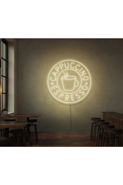 Twins Led Aydınlatma CAPPUCCINO ESPRESSO Yazılı Ve Şekilli Neon Tabela