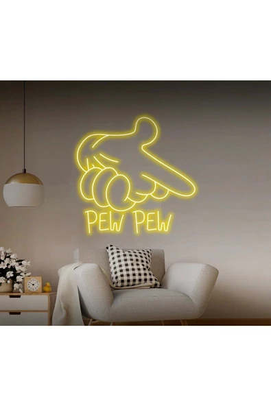 Twins Led Aydınlatma PEW PEW Yazılı ve Şekilli Neon Tabela ürün görseli 1