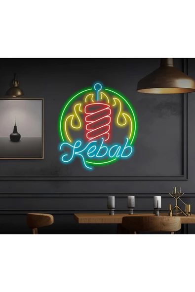 Twins Led Aydınlatma Kebab Yazılı ve Şekilli Neon Tabela - 1