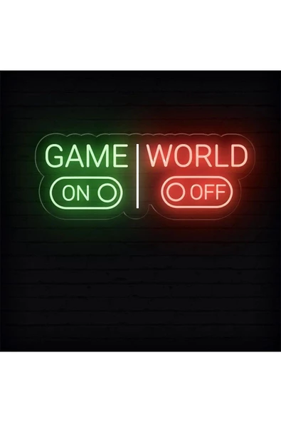 Twins Led Aydınlatma GAME WORLD Yazılı ve Şekilli Neon Tabela