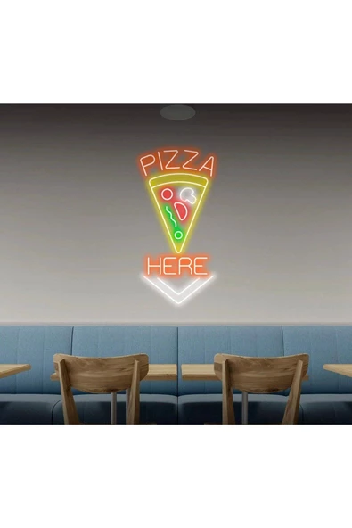 Twins Led Aydınlatma PIZZA HERE Yazılı ve Şekilli Neon Tabela ürün görseli