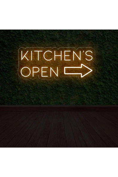 Twins Led Aydınlatma KITCHEN'S OPEN Yazılı ve Şekilli Neon Tabela