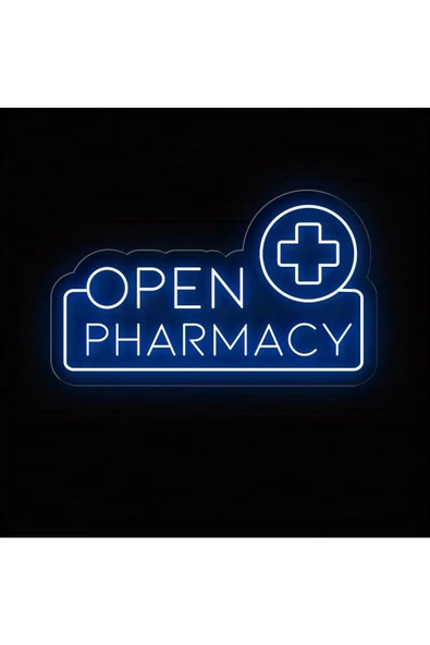 Twins Led Aydınlatma OPEN PHARMACY Yazılı ve Şekilli Neon Tabela ürün görseli