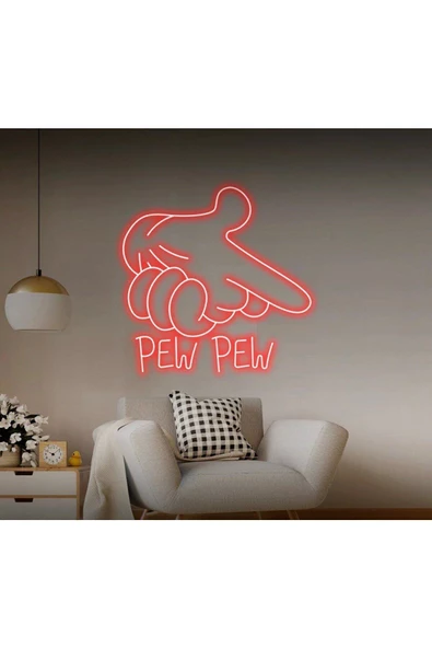 Twins Led Aydınlatma PEW PEW Yazılı ve Şekilli Neon Tabela