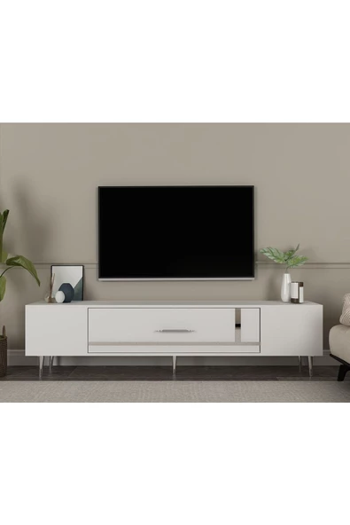 DemonteHome Dekop1dh Tv Sehpası Beyaz Gümüş