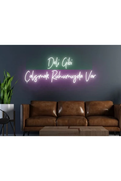 Twins Led Aydınlatma Deli Gibi Çalışmak Ruhumuzda Var Yazılı Neon Tabela ürün görseli