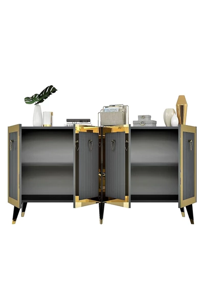 DemonteHome BAREDH LAZER DESENLİ KONSOL ANTRASİT ALTIN - 7