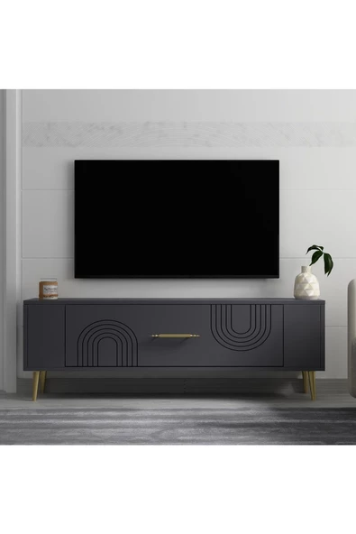 DemonteHome RETROL2DH TV SEHPASI ANTRASİT ALTIN