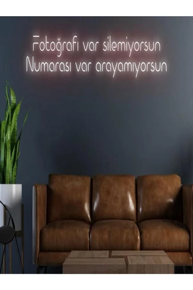 Twins Led Aydınlatma Fotorafı Var Silemiyorsun Numarası Var Arayamıyorsun Yazılı Neon Tabela ürün görseli 1