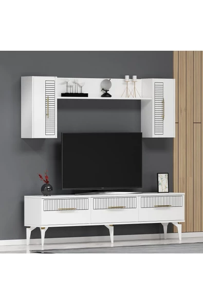 DemonteHome ALVİNDH TV ÜNİTESİ TAKIMI BEYAZ - 2