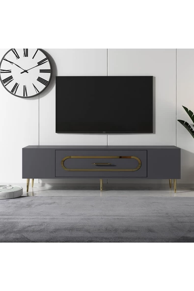 DemonteHome DEKOP3DH TV SEHPASI ANTRASİT ALTIN