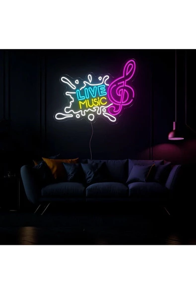 Twins Led Aydınlatma LIVE MUSIC Yazılı ve Şekilli Neon Tabela