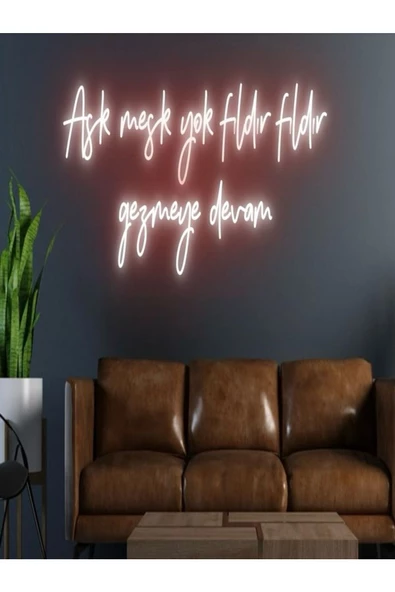 Twins Led Aydınlatma Aşk Meşk Yok Fıldır Fıldır Gezmeye Devam Yazılı Neon Tabela ürün görseli 1