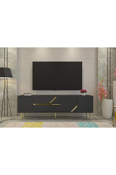 DemonteHome DEKOLP5DH TV SEHPASI ANTRASİT ALTIN