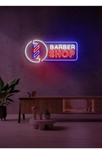 Twins Led Aydınlatma BARBER SHOP Yazılı ve Şekilli Neon Tabela - 1