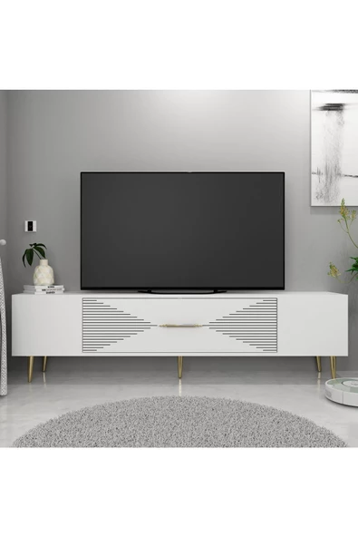 DemonteHome DEKOL1DH TV SEHPASI BEYAZ ALTIN