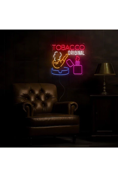Twins Led Aydınlatma TOBACCO ORIGINAL Yazılı ve Şekilli Neon Tabela ürün görseli 1