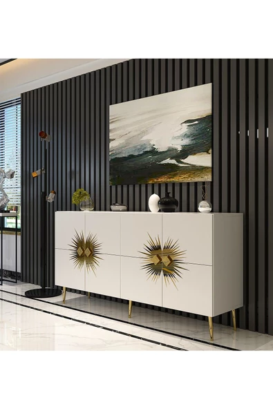 DemonteHome NİDADH (KB150) KONSOL BEYAZ ALTIN - 2