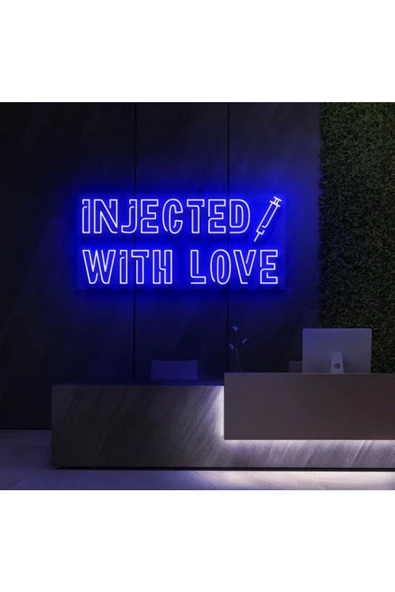 Twins Led Aydınlatma INJECTED WITH LOVE Yazılı ve Şekilli Neon Tabela