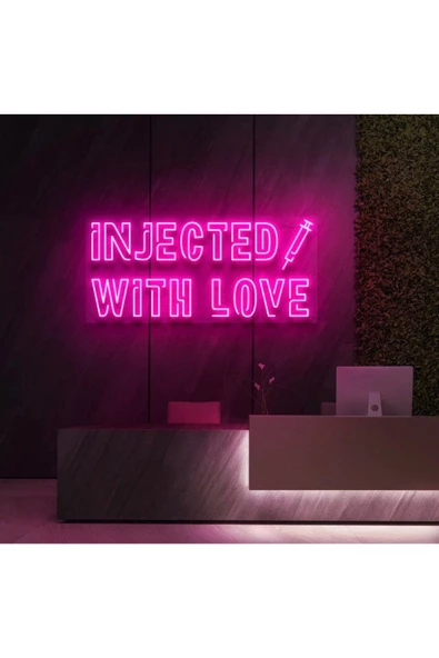 Twins Led Aydınlatma INJECTED WITH LOVE Yazılı ve Şekilli Neon Tabela ürün görseli 1