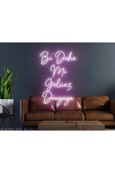Twins Led Aydınlatma Bi’ Daha Mı Gelicez Dünyaya Yazılı Neon Tabela ürün görseli