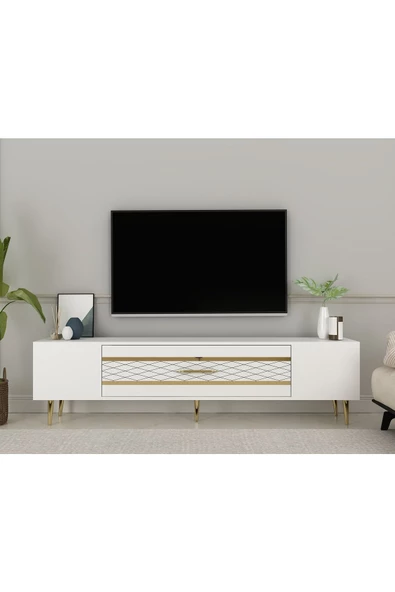 DemonteHome DEKOLP2DH TV SEHPASI BEYAZ ALTIN
